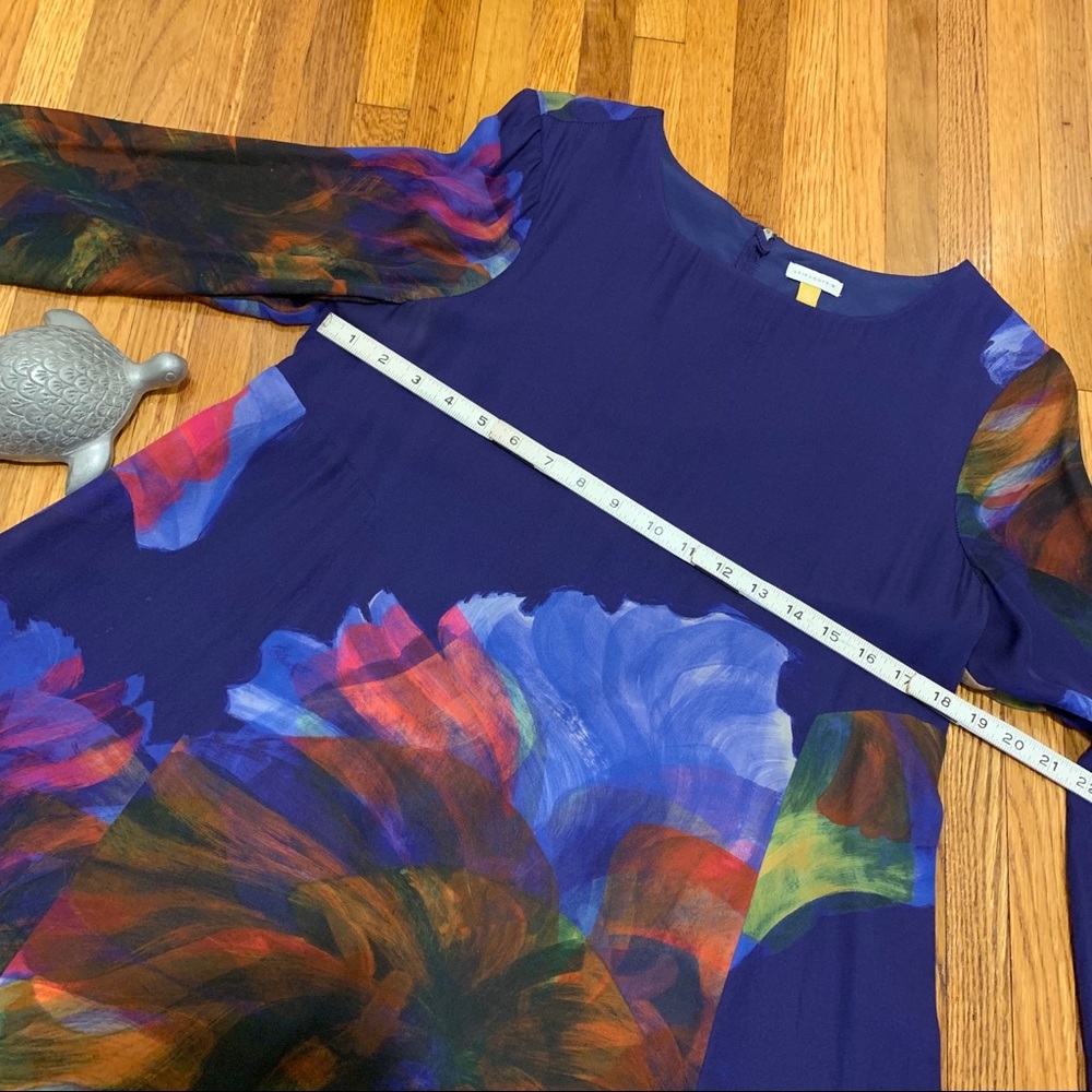 💜🧡💙Anthropologie Leifsdottir Fanned Flora Dress Med💜🧡💙 - Picture 3 of 6